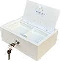 ARMOUR 8 Litre 6 Kg Mild Steel Top Open Safe Cash Box | Mechanical Key Locking System | Lock Box for Home, Office, and Shop |White Finish |8.5 x 12 x 4.5 IN