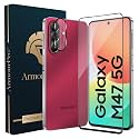 ArmourPro Edge to Edge Tempered Glass for Samsung Galaxy M47 with Black Camera Ring Guard, 9H Screen Protector, Anti-Scratch, Anti-Fingerprint, Bubble-Free Installation Kit
