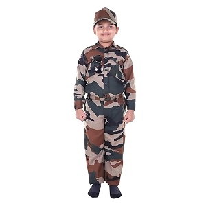 army dress for kids  indian military soldier fancy dress costume  polyester fabric  army uniform for boys amp girls  school fancy dress role play independence day amp republic day