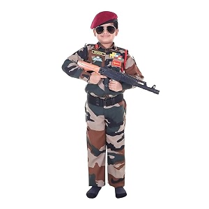 army dress for kids  indian military soldier fancy dress costume  polyester fabric  army uniform for boys amp girls  school fancy dress role play independence day amp republic day