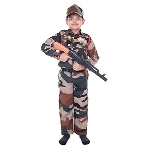 army dress for kids  indian military soldier fancy dress costume  polyester fabric  army uniform for boys amp girls  school fancy dress role play independence day amp republic day