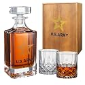 Army Whiskey Decanter Gift Set | 730mL Decanter 2 Whiskey Glass | Military Gifts for Loved Ones Serving For Our Country - Army, Navy, Airforce - Birth Day, Birthday, Housewarming - Men, Dad, Him