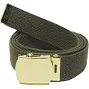 ARMYU Army Web Belt 100% Cotton Canvas Military Color Webbed Belts with Slider Buckle 54" Long