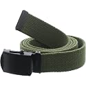 ARMYU Army Web Belt 100% Cotton Canvas Military Color Webbed Belts with Slider Buckle 54" Long