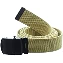 ARMYU Army Web Belt 100% Cotton Canvas Military Color Webbed Belts with Slider Buckle 54" Long