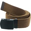 ARMYU Army Web Belt 100% Cotton Canvas Military Color Webbed Belts with Slider Buckle 54" Long