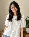 ARN Casual Puff Sleeves Embroidered Women White