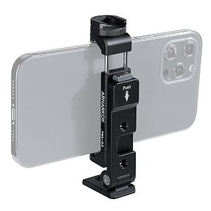 metal phone tripod mount w cold shoes 1434 amp 3834 screw hole amp arca port smartphone adapter for iphone samsung cell phone holder video live streaming vlogging rig