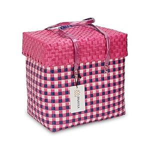 arnavira handmade multipurpose with lid 13l used as lunch lunch bag tiffin bag for officeschool amp travel 28x17x27 pink white large