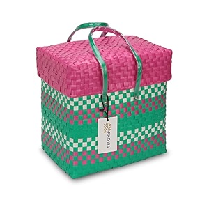 arnavira handmade multipurpose with lid 75l used as lunch lunch bag tiffin bag for officeschool amp travel 25x13x22 pink sea green small