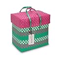 Arnavira Handmade Multipurpose with Lid 7.5L Used as Lunch Lunch Bag Tiffin Bag for Office,School &amp; Travel (25x13x22) (Pink Sea Green, Small)
