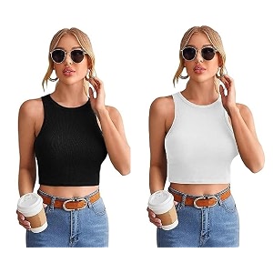 ARO.Womens Girls Sleeveless Round Neck Solid