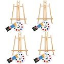 AROIC 48 PCS Painting Set with Easels, 4 PCS Wood Easels, 4 Packs of 40 Brushes