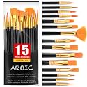 AROIC Acrylic Paint Brush Set,1pack/15pcs Nylon Hair Acrylic Painting Brush