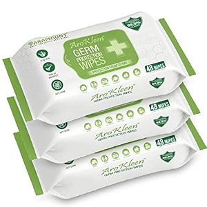 arokleen 9999 144 count germ protection multipurpose thick amp soft wet wipes 100 alcohol-free disinfectant sanitizer wet wipes for skin amp surfaces aloe vera fragrance anti germ pack of 3
