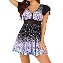 Arolina Plus Size Swimsuit for Women Two Piece Swim Dress Tankini Full Coverage Tummy Control Bathing Suits with Shorts