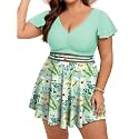 Arolina Plus Size Swimsuit for Women Two Piece Swim Dress Tankini Full Coverage Tummy Control Bathing Suits with Shorts