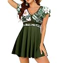 Arolina Plus Size Swimsuit for Women Two Piece Swim Dress Tankini Full Coverage Tummy Control Bathing Suits with Shorts