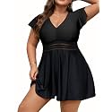 Arolina Plus Size Swimsuit for Women Two Piece Swim Dress Tankini Full Coverage Tummy Control Bathing Suits with Shorts
