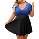 Arolina Plus Size Swimsuit for Women Two Piece Swim Dress Tankini Full Coverage Tummy Control Bathing Suits with Shorts