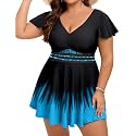 Arolina Plus Size Swimsuit for Women Two Piece Swim Dress Tankini Full Coverage Tummy Control Bathing Suits with Shorts