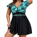 Arolina Plus Size Swimsuit for Women Two Piece Swim Dress Tankini Full Coverage Tummy Control Bathing Suits with Shorts