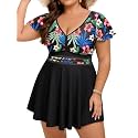 Arolina Plus Size Swimsuit for Women Two Piece Swim Dress Tankini Full Coverage Tummy Control Bathing Suits with Shorts