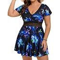 Arolina Plus Size Swimsuit for Women Two Piece Swim Dress Tankini Full Coverage Tummy Control Bathing Suits with Shorts
