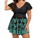 Arolina Plus Size Swimsuit for Women Two Piece Swim Dress Tankini Full Coverage Tummy Control Bathing Suits with Shorts