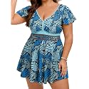 Arolina Plus Size Swimsuit for Women Two Piece Swim Dress Tankini Full Coverage Tummy Control Bathing Suits with Shorts