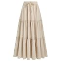 Arolina Women's Summer Maxi Skirt Trendy High Waist Pleated Ruffle Long Skirts Flowy Beach Boho Skirt Dress with Pockets