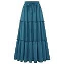Arolina Women's Summer Maxi Skirt Trendy High Waist Pleated Ruffle Long Skirts Flowy Beach Boho Skirt Dress with Pockets