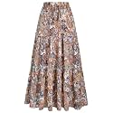 Arolina Women's Summer Maxi Skirt Trendy High Waist Pleated Ruffle Long Skirts Flowy Beach Boho Skirt Dress with Pockets