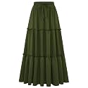 Arolina Women's Summer Maxi Skirt Trendy High Waist Pleated Ruffle Long Skirts Flowy Beach Boho Skirt Dress with Pockets