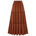 Arolina Women's Summer Maxi Skirt Trendy High Waist Pleated Ruffle Long Skirts Flowy Beach Boho Skirt Dress with Pockets
