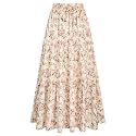 Arolina Women's Summer Maxi Skirt Trendy High Waist Pleated Ruffle Long Skirts Flowy Beach Boho Skirt Dress with Pockets