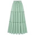 Arolina Women's Summer Maxi Skirt Trendy High Waist Pleated Ruffle Long Skirts Flowy Beach Boho Skirt Dress with Pockets