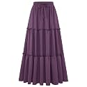 Arolina Women's Summer Maxi Skirt Trendy High Waist Pleated Ruffle Long Skirts Flowy Beach Boho Skirt Dress with Pockets