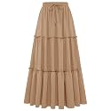 Arolina Women's Summer Maxi Skirt Trendy High Waist Pleated Ruffle Long Skirts Flowy Beach Boho Skirt Dress with Pockets