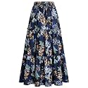 Arolina Women's Summer Maxi Skirt Trendy High Waist Pleated Ruffle Long Skirts Flowy Beach Boho Skirt Dress with Pockets