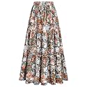 Arolina Women's Summer Maxi Skirt Trendy High Waist Pleated Ruffle Long Skirts Flowy Beach Boho Skirt Dress with Pockets