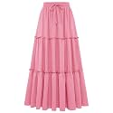 Arolina Women's Summer Maxi Skirt Trendy High Waist Pleated Ruffle Long Skirts Flowy Beach Boho Skirt Dress with Pockets