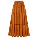 Arolina Women's Summer Maxi Skirt Trendy High Waist Pleated Ruffle Long Skirts Flowy Beach Boho Skirt Dress with Pockets