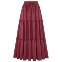 Arolina Women's Summer Maxi Skirt Trendy High Waist Pleated Ruffle Long Skirts Flowy Beach Boho Skirt Dress with Pockets