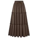 Arolina Women's Summer Maxi Skirt Trendy High Waist Pleated Ruffle Long Skirts Flowy Beach Boho Skirt Dress with Pockets