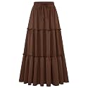 Arolina Women's Summer Maxi Skirt Trendy High Waist Pleated Ruffle Long Skirts Flowy Beach Boho Skirt Dress with Pockets