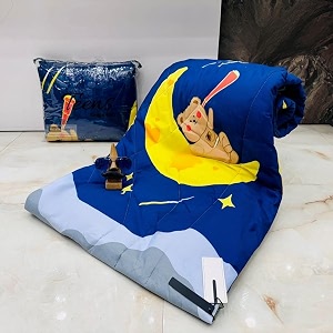 aroma brand- cotton winter cartoon kids single bed comforterac quilt for boys and girls size 60  100 inches blue-teddy stars
