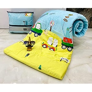 aroma brand- cotton winter cartoon kids single bed comforterac quilt for boys and girls size 60  100 inches yellow-buses tc - 250