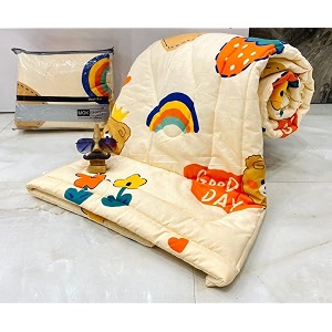 aroma brand- cotton winter cartoon kids single bed comforterac quilt for boys and girls size 60  100 inches cream-good day tc - 250
