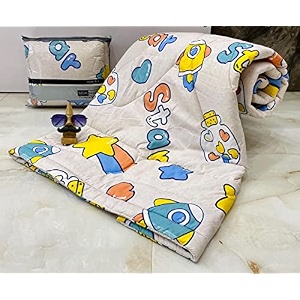 aroma brand- cotton winter cartoon kids single bed comforterac quilt for boys and girls size 60  100 inches cream-stars tc - 250